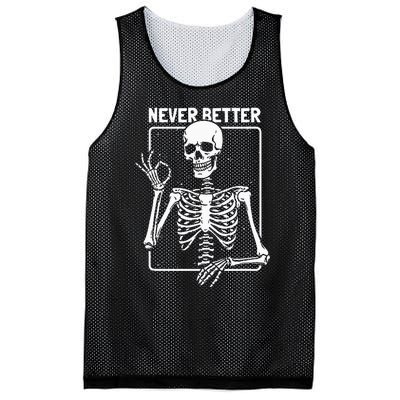 Never Better Skeleton Skeletal Optimism Graphic Mesh Reversible Basketball Jersey Tank