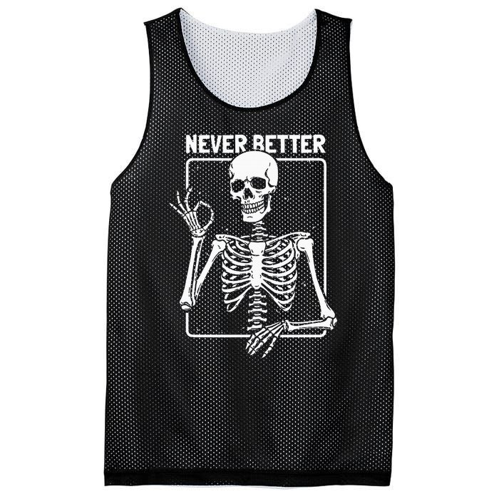 Never Better Skeleton Skeletal Optimism Graphic Mesh Reversible Basketball Jersey Tank