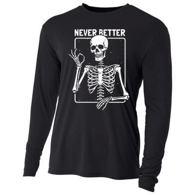 Never Better Skeleton Skeletal Optimism Graphic Cooling Performance Long Sleeve Crew