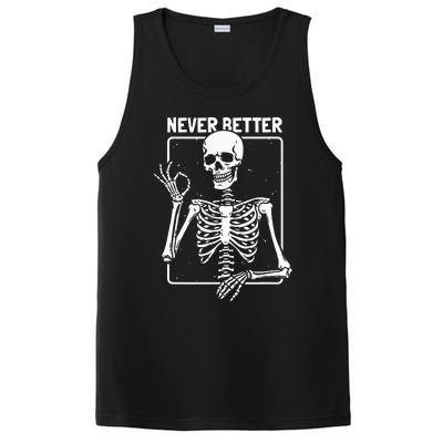 Never Better Skeleton Skeletal Optimism Graphic PosiCharge Competitor Tank