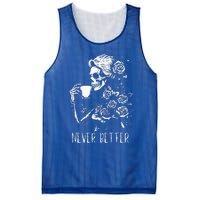 Never Better Skeleton Drinking Coffee Halloween Party Mesh Reversible Basketball Jersey Tank