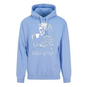 Never Better Skeleton Drinking Coffee Halloween Party Unisex Surf Hoodie