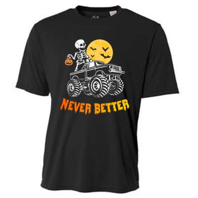 Never Better Skeleton Funny Skull Cooling Performance Crew T-Shirt