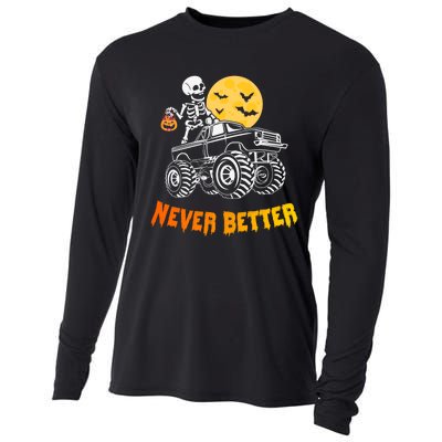 Never Better Skeleton Funny Skull Cooling Performance Long Sleeve Crew