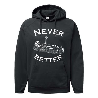 Never Better Skeleton Lazy Halloween Costume Funny Skull Performance Fleece Hoodie