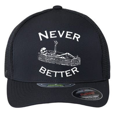 Never Better Skeleton Lazy Halloween Costume Funny Skull Flexfit Unipanel Trucker Cap