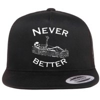 Never Better Skeleton Lazy Halloween Costume Funny Skull Flat Bill Trucker Hat