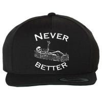 Never Better Skeleton Lazy Halloween Costume Funny Skull Wool Snapback Cap