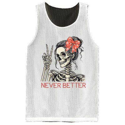 Never Better Skeleton Halloween Skull Mom Mesh Reversible Basketball Jersey Tank