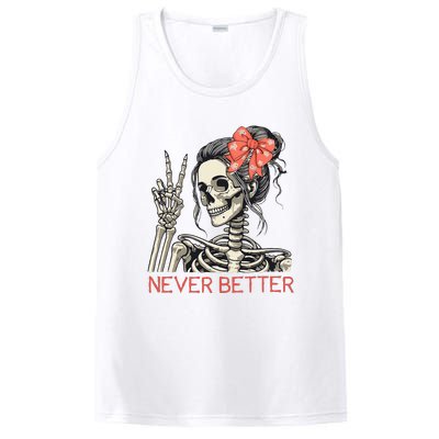 Never Better Skeleton Halloween Skull Mom PosiCharge Competitor Tank