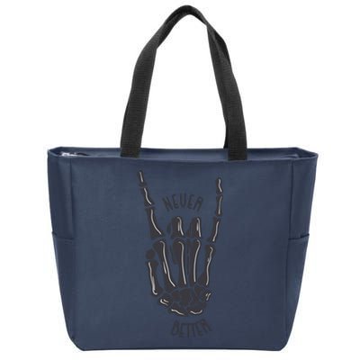 Never Better Skeleton Zip Tote Bag