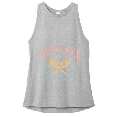Newport Beach Tennis Club Crossed Racquets Ladies PosiCharge Tri-Blend Wicking Tank