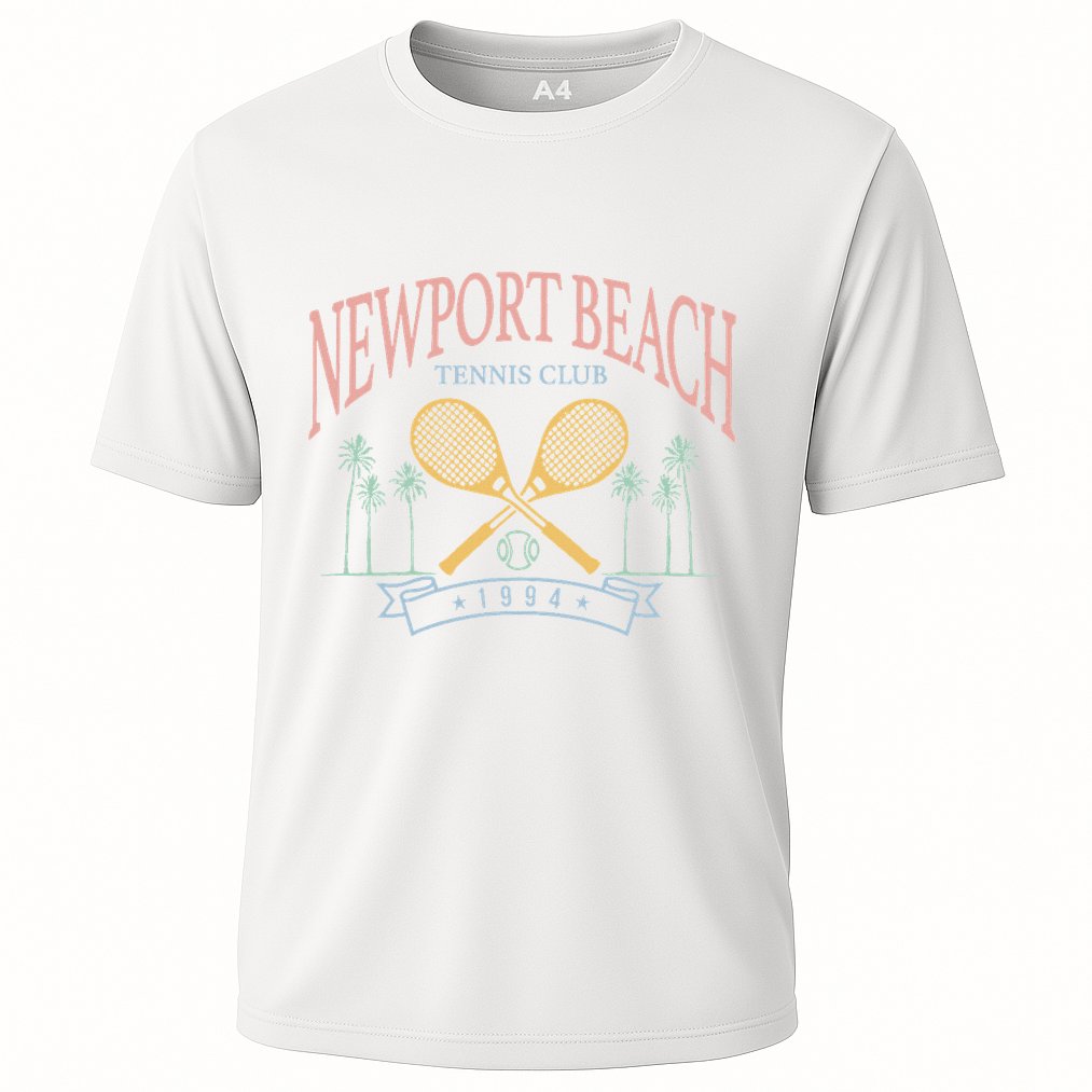 Newport Beach Tennis Club Crossed Racquets Cooling Performance Crew T-Shirt