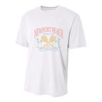 Newport Beach Tennis Club Crossed Racquets Youth Performance Sprint T-Shirt