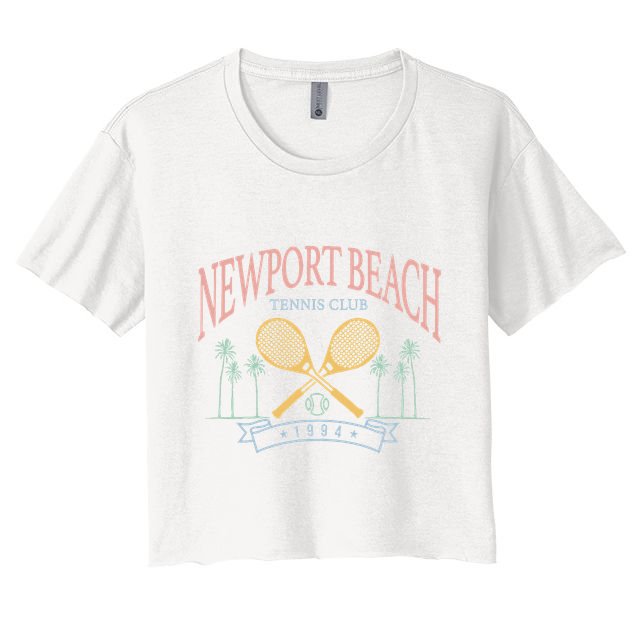 Newport Beach Tennis Club Crossed Racquets Crop Top