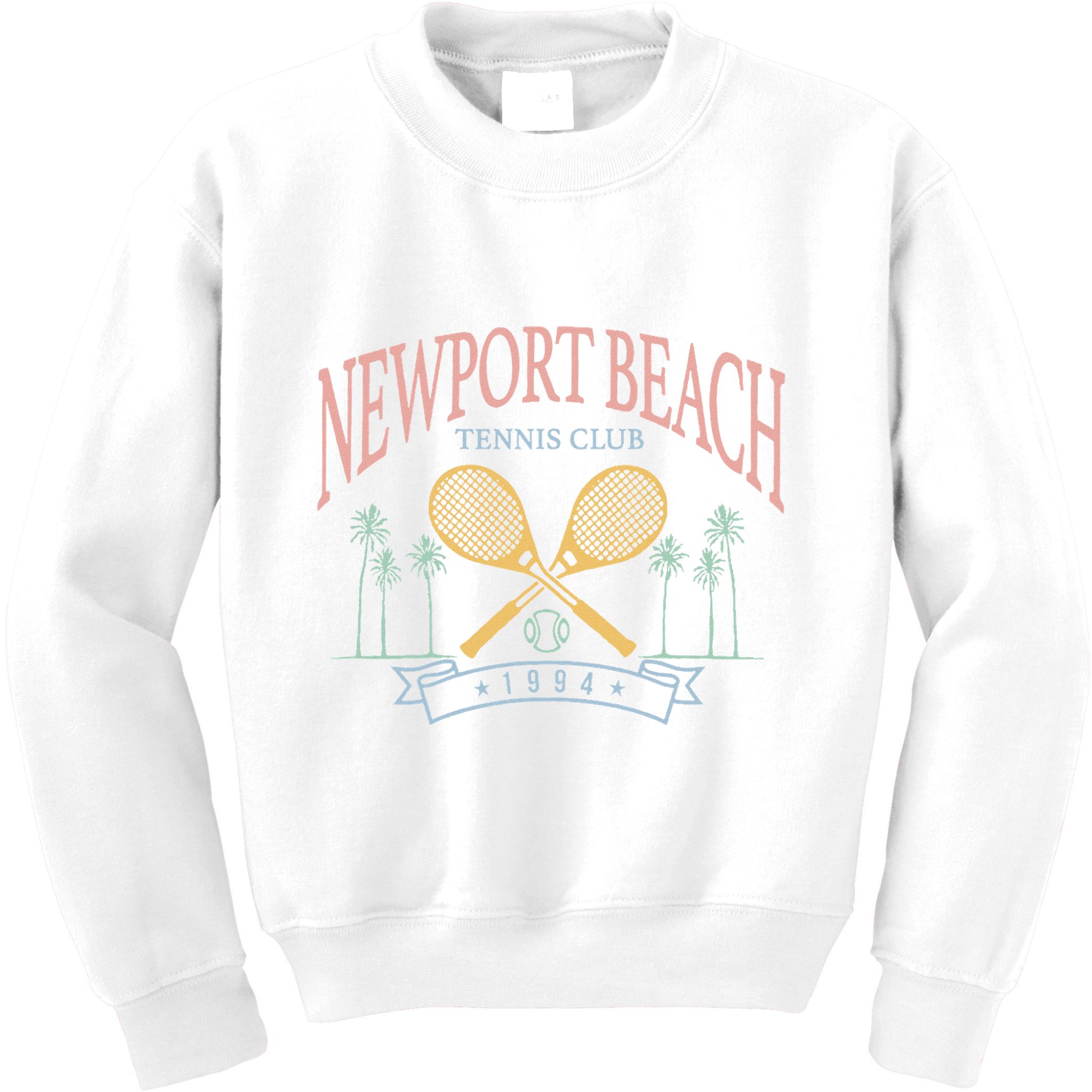 Newport Beach Tennis Club Crossed Racquets Kids Sweatshirt