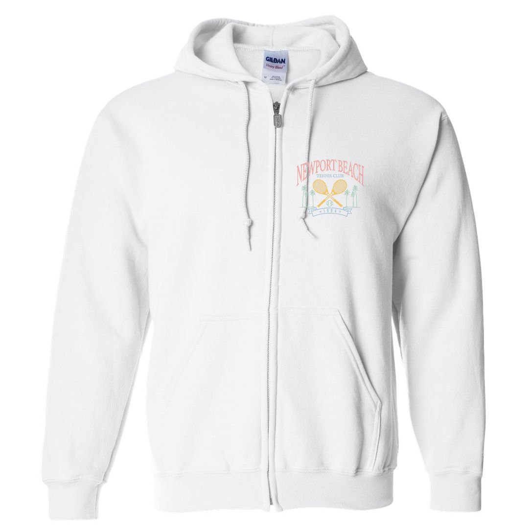Newport Beach Tennis Club Crossed Racquets Full Zip Hoodie