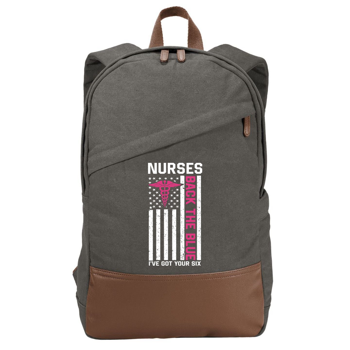 Nurses Back The Blue Ive Got Your Six Cotton Canvas Backpack