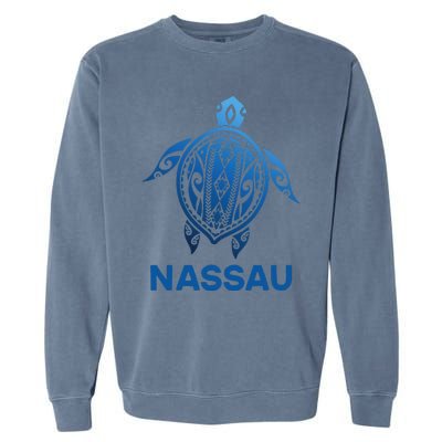 Nassau Bahamas Tribal Tattoo Blue Sea Turtle Souvenirs Garment-Dyed Sweatshirt