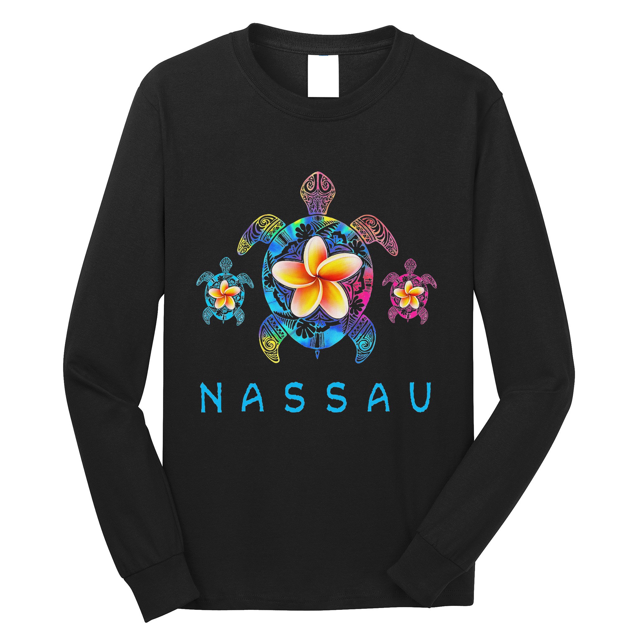 Nassau Bahamas Tribal Tie Dye Sea Turtle Long Sleeve Shirt