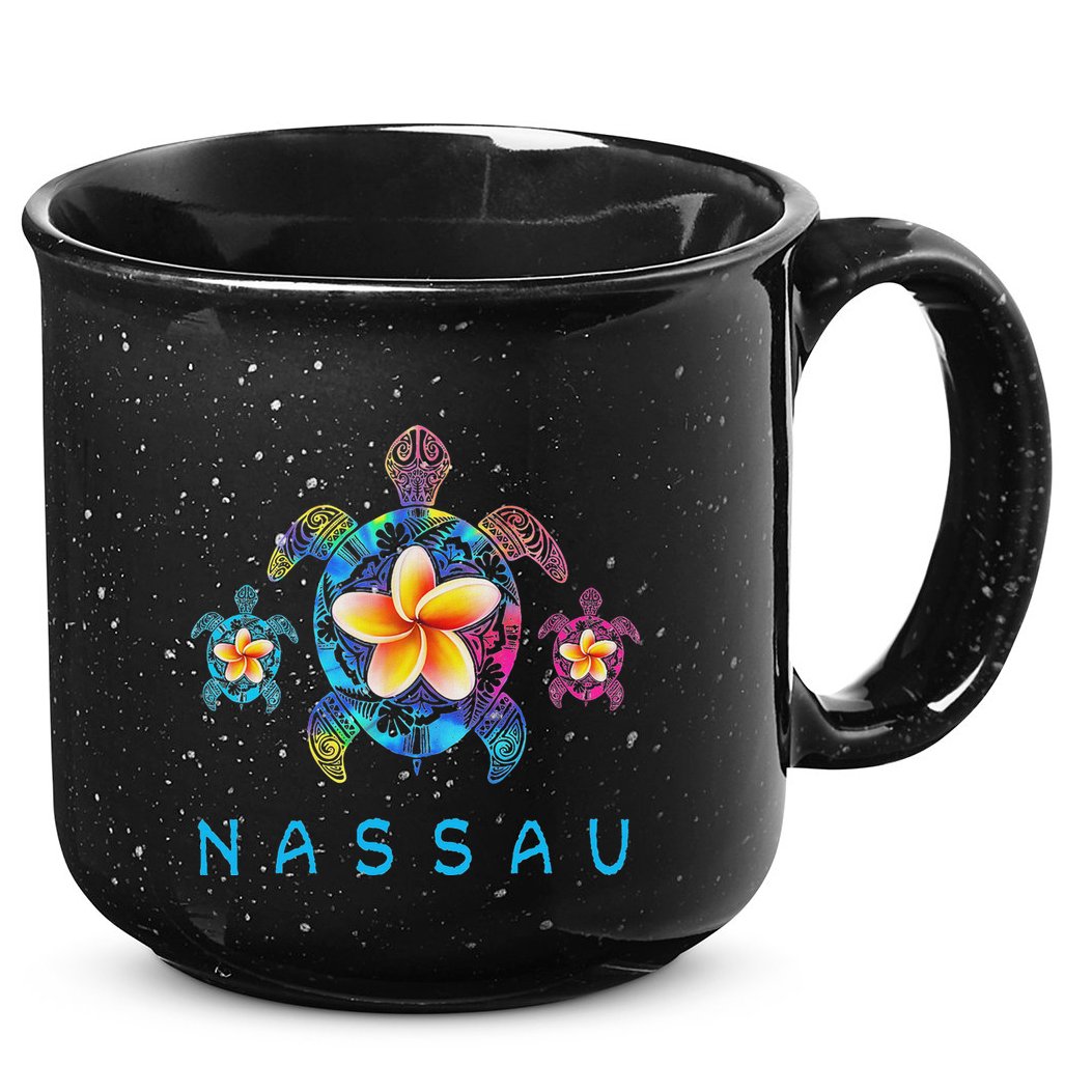 Nassau Bahamas Tribal Tie Dye Sea Turtle 15oz Campfire Ceramic Mug