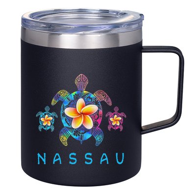 Nassau Bahamas Tribal Tie Dye Sea Turtle 12oz Stainless Steel Coffee Mug