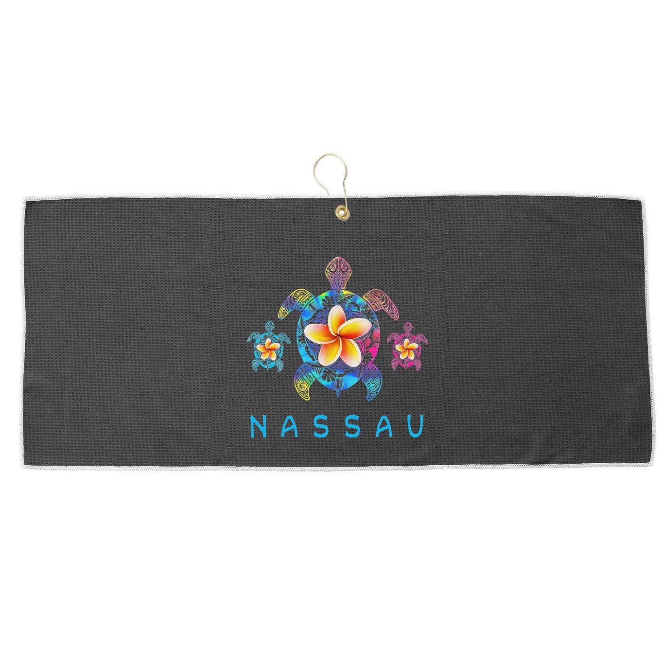 Nassau Bahamas Tribal Tie Dye Sea Turtle Large Microfiber Waffle Golf Towel
