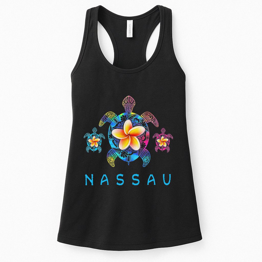 Nassau Bahamas Tribal Tie Dye Sea Turtle Womens Tank Top