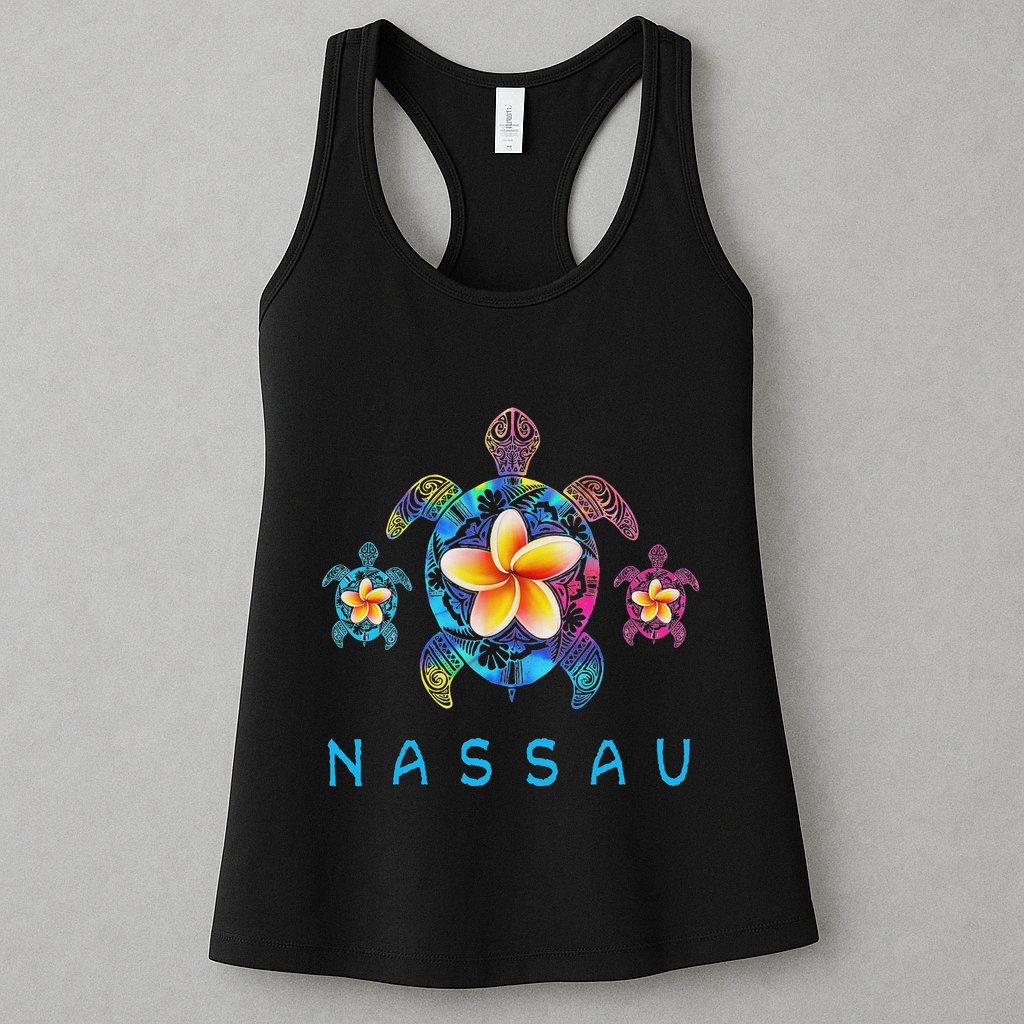 Nassau Bahamas Tribal Tie Dye Sea Turtle Womens Tank Top