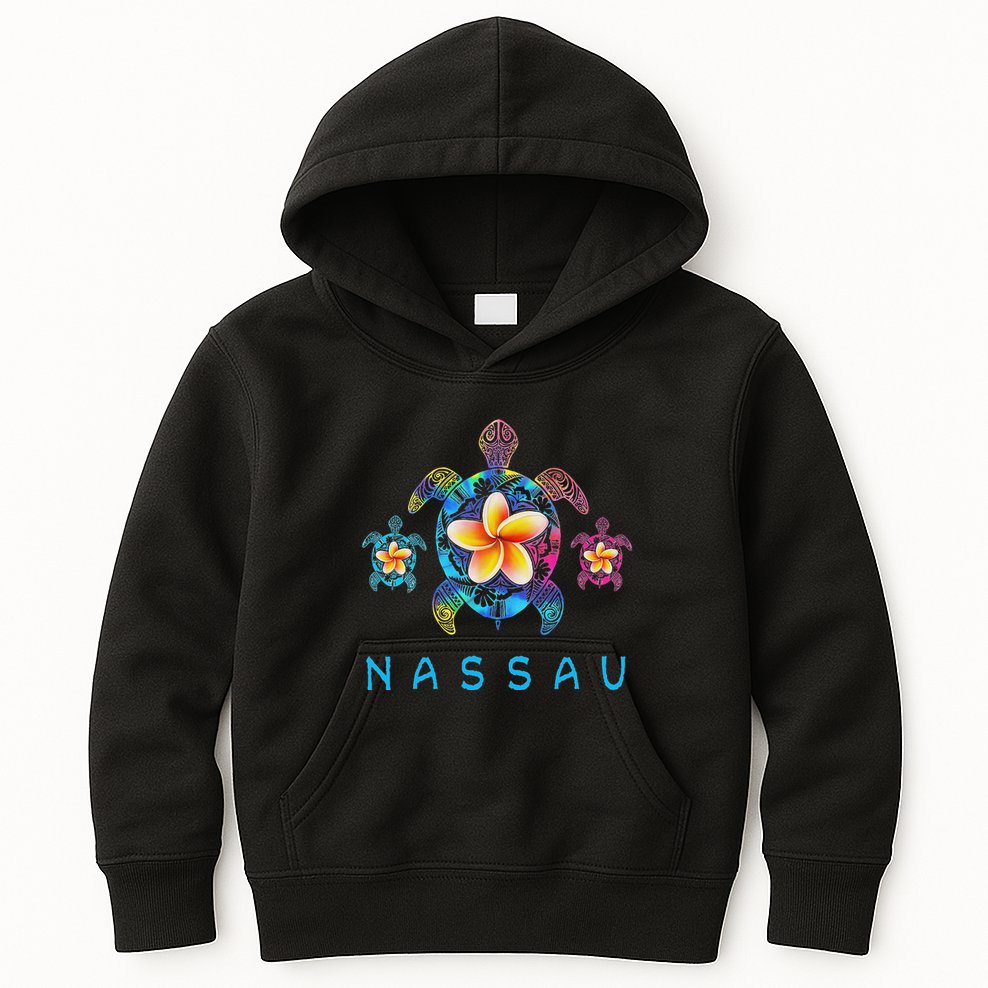Nassau Bahamas Tribal Tie Dye Sea Turtle Kids Hoodie