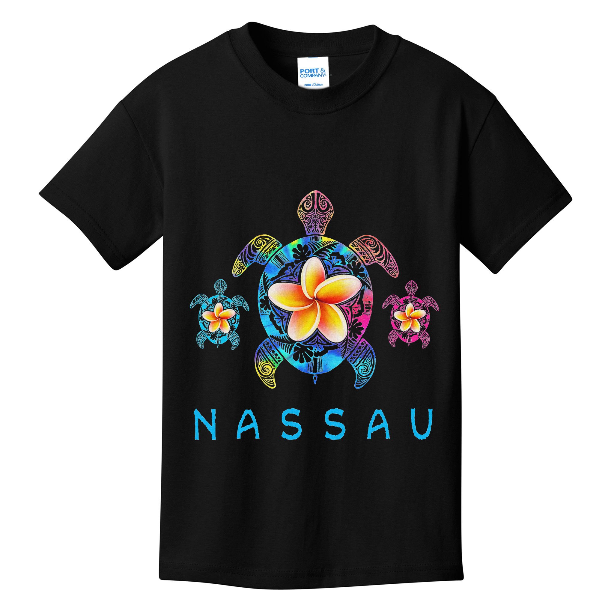 Nassau Bahamas Tribal Tie Dye Sea Turtle Kids T-Shirt