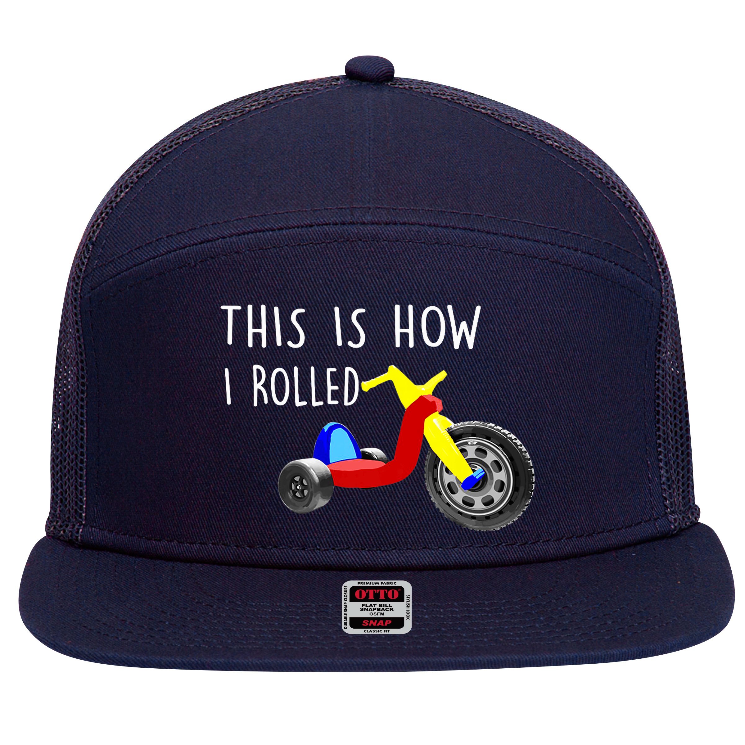 Nostalgic Big Tricycle Wheel This Is How I Rolled 70s 80s Premium 7 Panel Mesh Trucker Snapback Hat