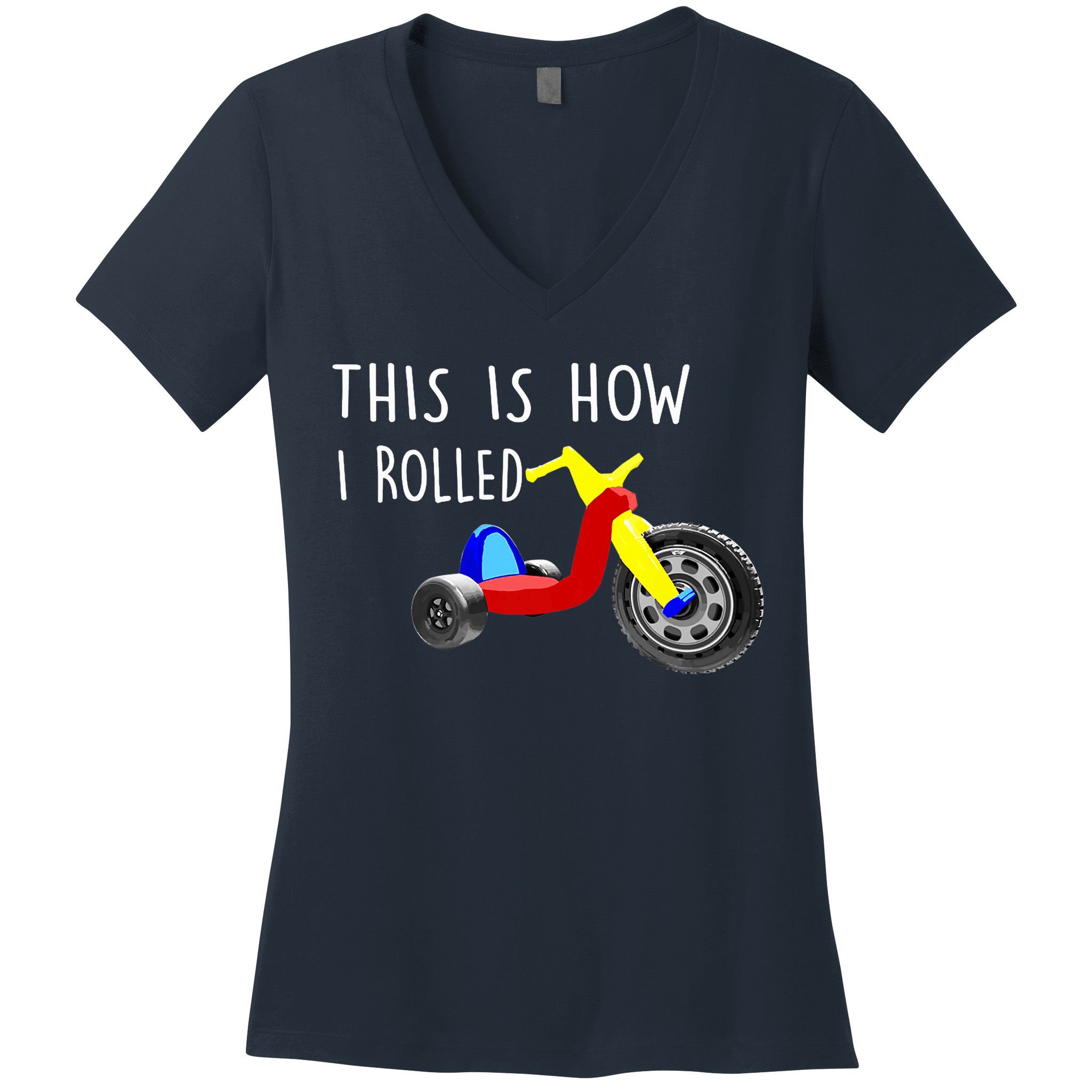 Nostalgic Big Tricycle Wheel This Is How I Rolled 70s 80s Premium Women's V-Neck T-Shirt