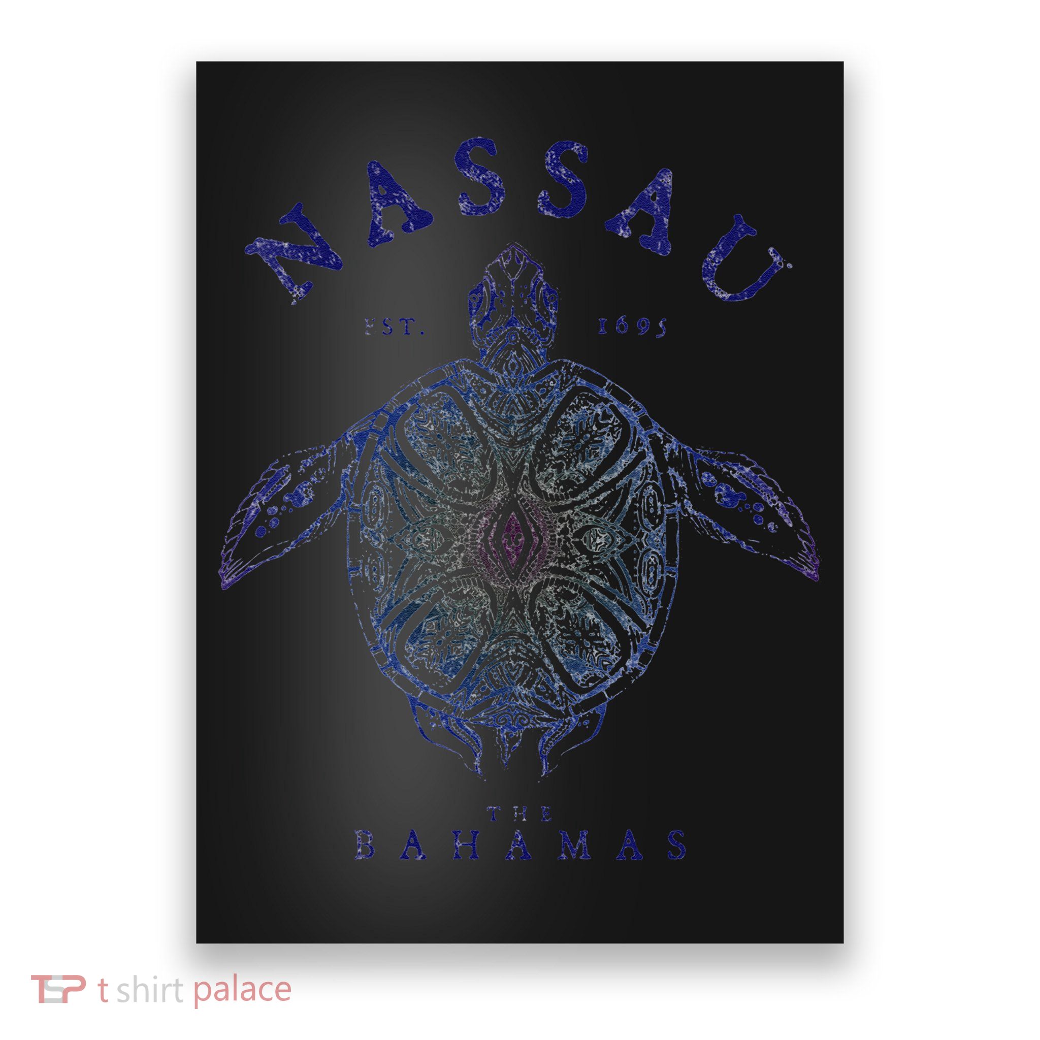 Nassau Bahamas Tortoise Turtle Tribal Diving Fishing Poster