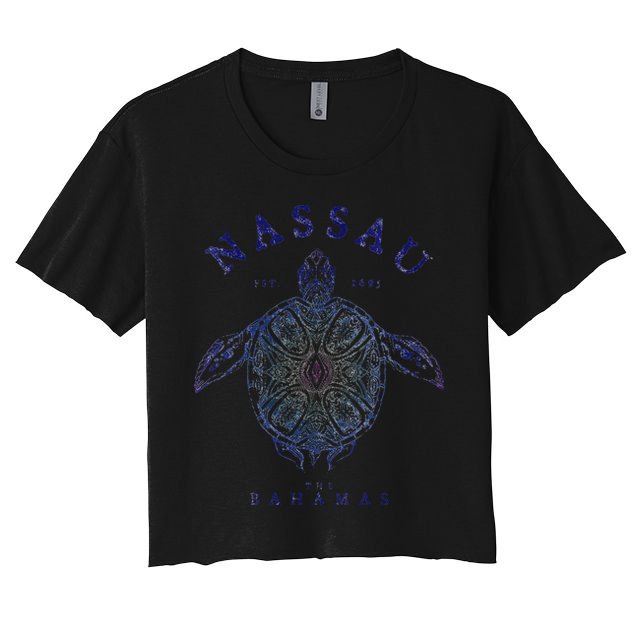 Nassau Bahamas Tortoise Turtle Tribal Diving Fishing Crop Top