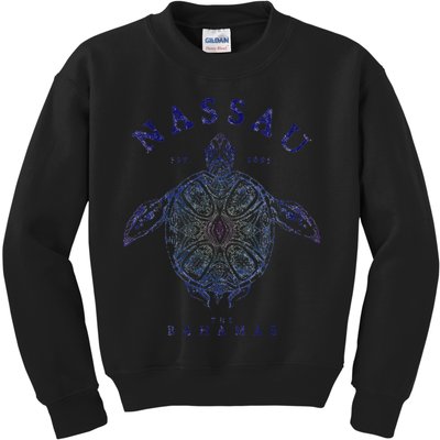 Nassau Bahamas Tortoise Turtle Tribal Diving Fishing Kids Sweatshirt