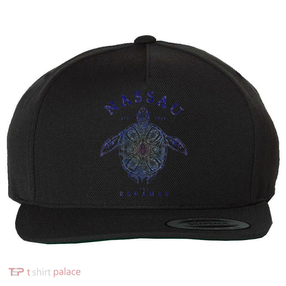 Nassau Bahamas Tortoise Turtle Tribal Diving Fishing Wool Snapback Cap