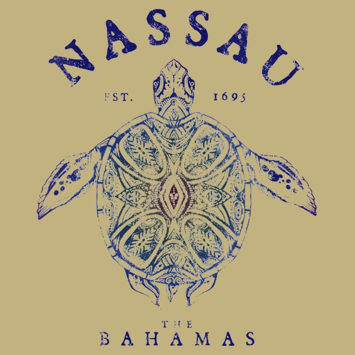 Nassau Bahamas Tortoise Turtle Tribal Diving Fishing Cooling Performance Crew T-Shirt