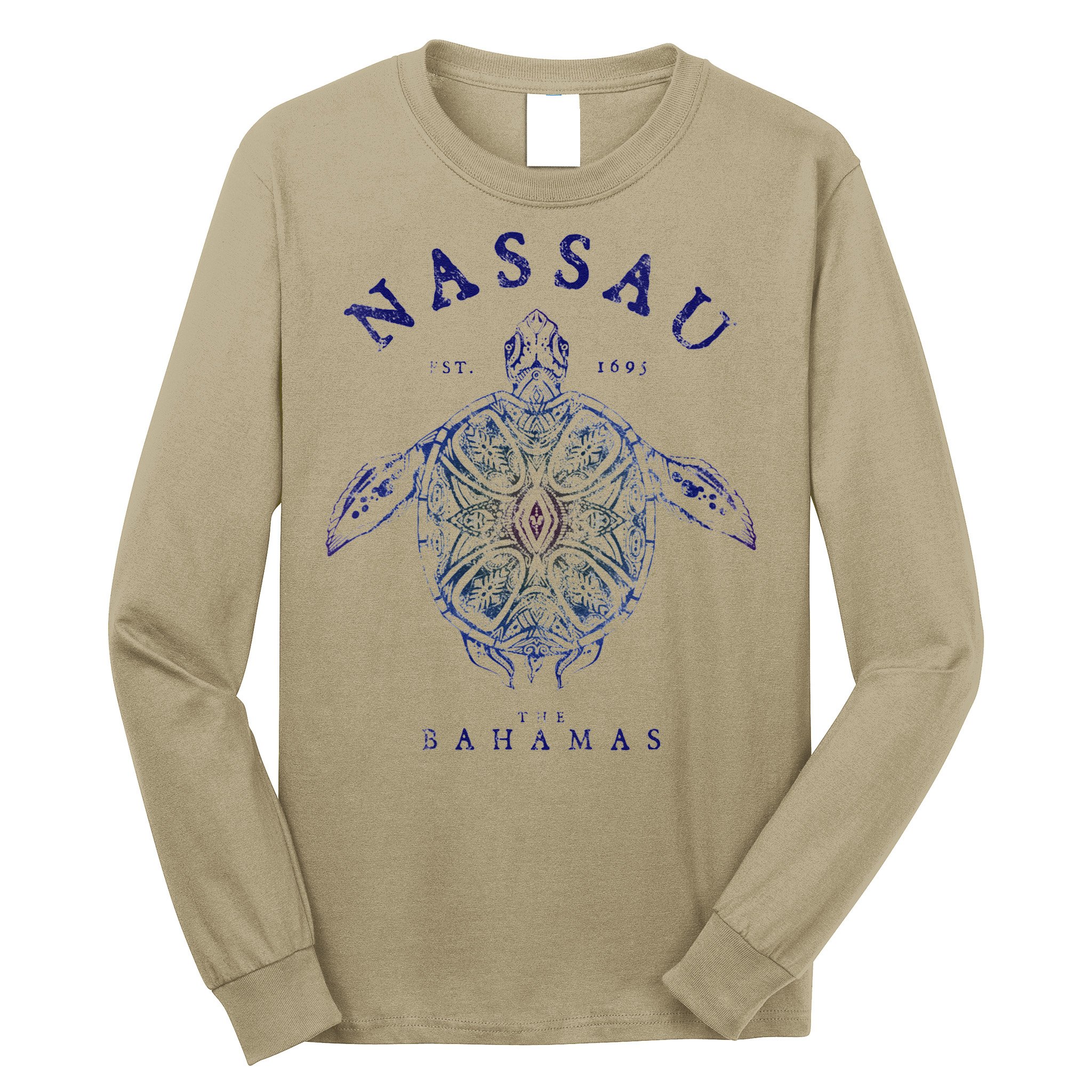 Nassau Bahamas Tortoise Turtle Tribal Diving Fishing Long Sleeve Shirt