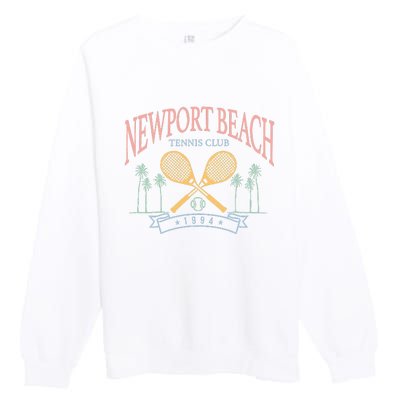 Newport Beach Tennis Club Crossed Racquets Premium Crewneck Sweatshirt