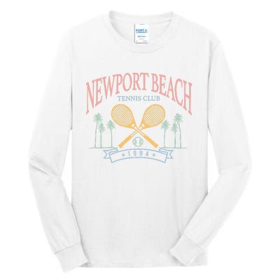 Newport Beach Tennis Club Crossed Racquets Tall Long Sleeve T-Shirt