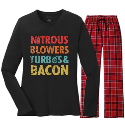 Nitrous Blowers Turbos And Bacon Women's Long Sleeve Flannel Pajama Set 