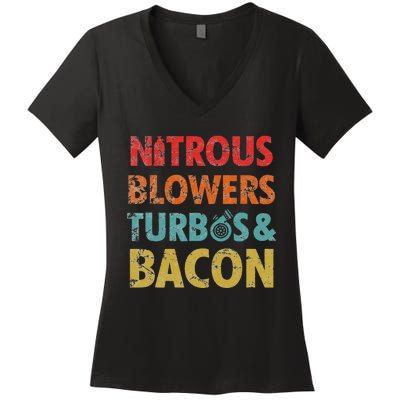 Nitrous Blowers Turbos And Bacon Women's V-Neck T-Shirt