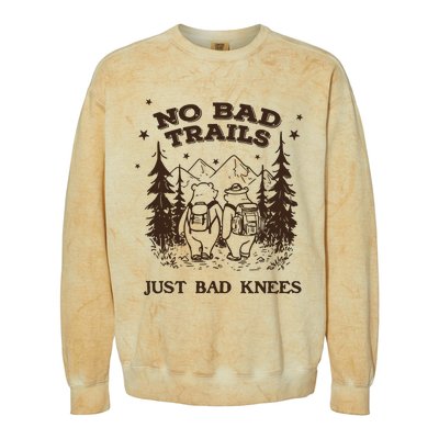 No Bad Trails Just Bad Knees Cute Bears Hiking Vintage Colorblast Crewneck Sweatshirt