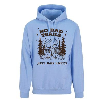 No Bad Trails Just Bad Knees Cute Bears Hiking Vintage Unisex Surf Hoodie