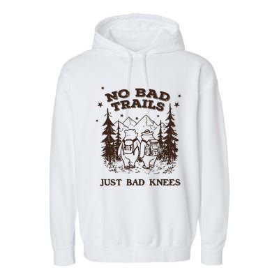 No Bad Trails Just Bad Knees Cute Bears Hiking Vintage Garment-Dyed Fleece Hoodie