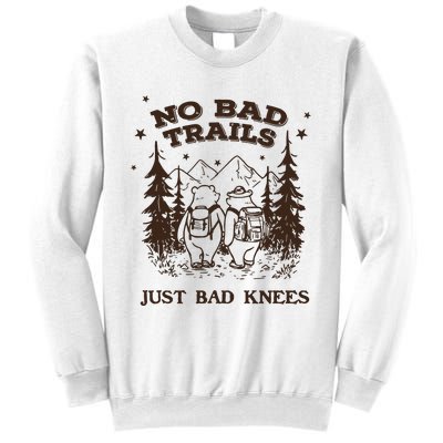 No Bad Trails Just Bad Knees Cute Bears Hiking Vintage Sweatshirt