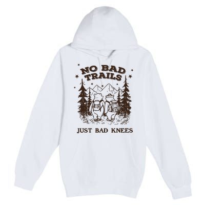 No Bad Trails Just Bad Knees Cute Bears Hiking Vintage Premium Pullover Hoodie