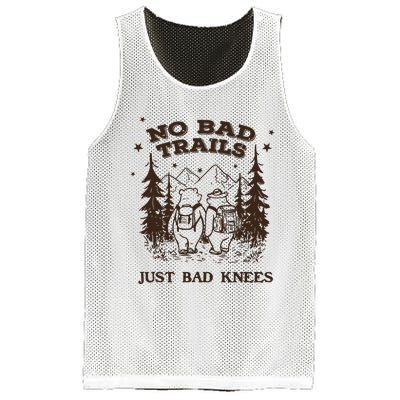 No Bad Trails Just Bad Knees Cute Bears Hiking Vintage Mesh Reversible Basketball Jersey Tank