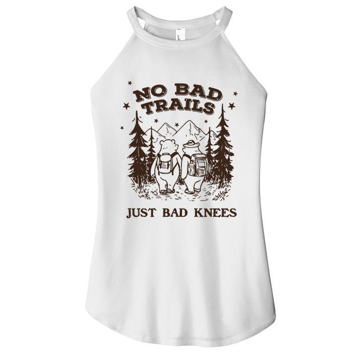 No Bad Trails Just Bad Knees Cute Bears Hiking Vintage Women’s Perfect Tri Rocker Tank